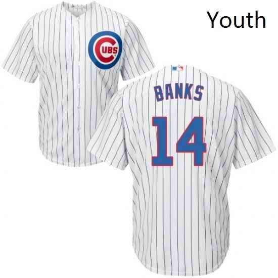 Youth Majestic Chicago Cubs 14 Ernie Banks Replica White Home Cool Base MLB Jersey